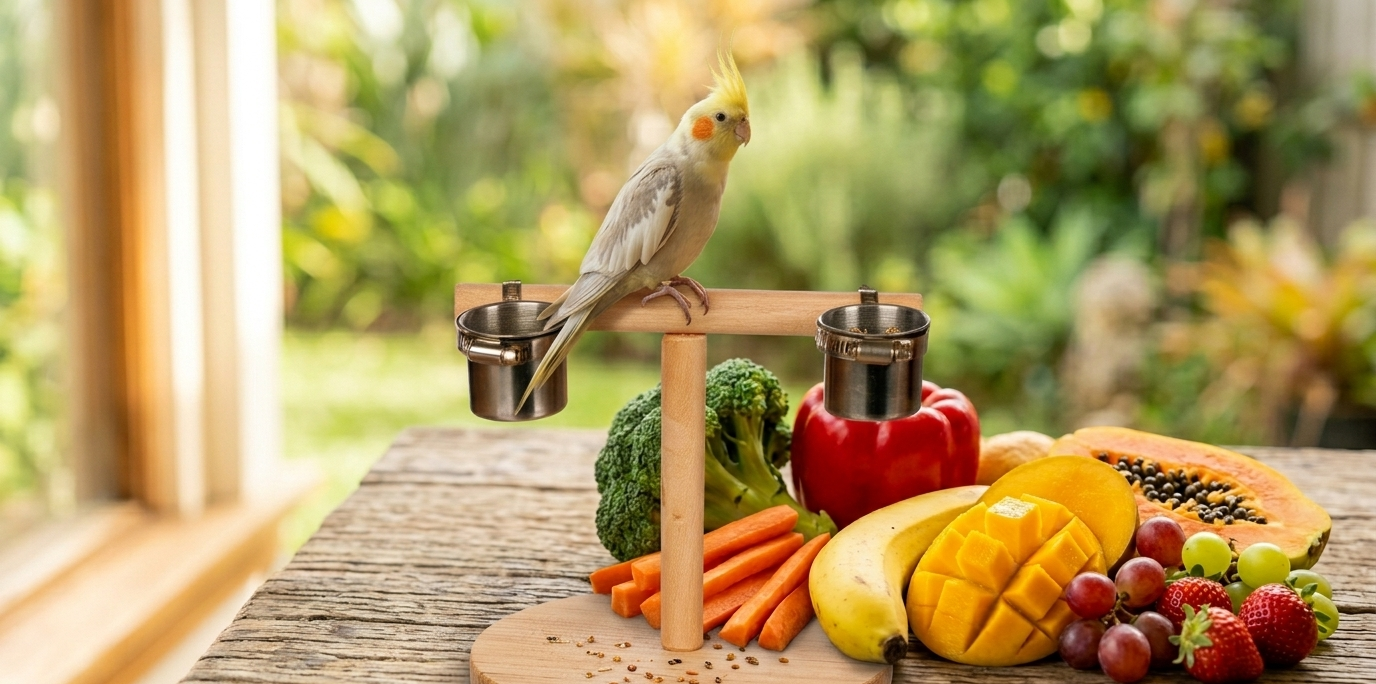 O que calopsita pode comer — guia completo de alimentos permitidos e proibidos